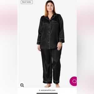 Woman Within Black silk Pajama Set size 22/24